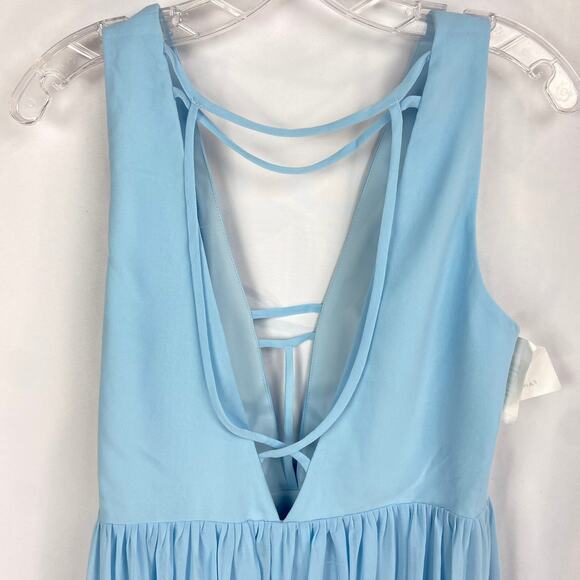 Fame and Partners Summer Angel Dress Size 10 Ice Blue Plunge‎ Slit Leg Gown Glam - Picture 8 of 12